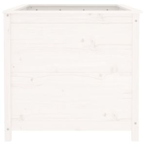 Градинско повдигнато легло, бяло, 119,5x82,5x78 см, бор масив