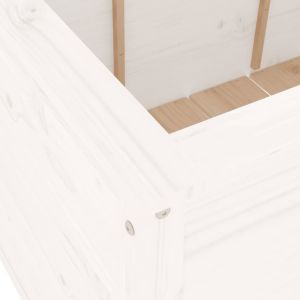 Градинско повдигнато легло, бяло, 119,5x82,5x78 см, бор масив