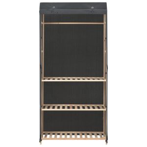 Гардероб с 3 рафта, сив, 79x40x170 см, текстил