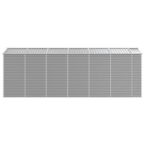 Градинска барака, светлосива, 191x555x198 см, поцинкована стомана