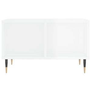 Кафе маса, бял гланц, 60x50x36,5 см, инженерно дърво