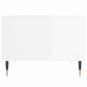 Кафе маса, бял гланц, 60x50x36,5 см, инженерно дърво