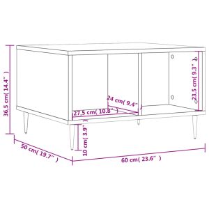 Кафе маса, бял гланц, 60x50x36,5 см, инженерно дърво