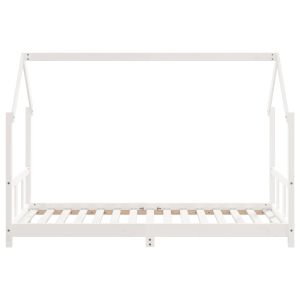 Детска рамка за легло, бяла, 90x190 см, бор масив