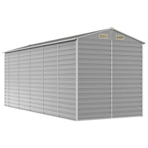 Градинска барака, светлосива, 191x470x198 см, поцинкована стомана