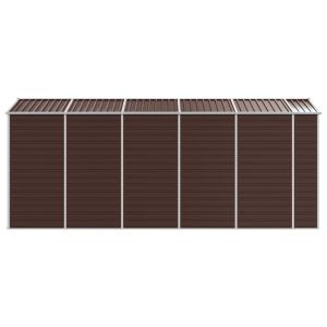 Градинска барака, кафява, 191x470x198 см, поцинкована стомана