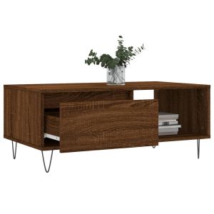 Кафе маса, кафяв дъб, 90x50x36,5 см, инженерно дърво