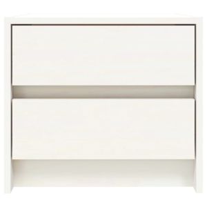 Нощни шкафчета, 2 бр, бели, 40x31x35,5 см, борово дърво масив