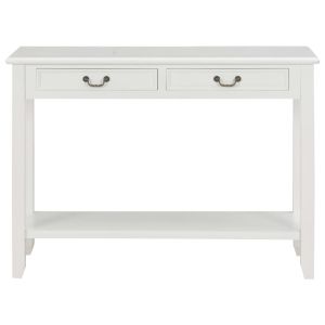 Конзолна маса, бяла, 110x35x80 cм, дърво
