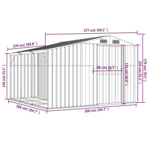 Градинска барака антрацит 277x279x179 см поцинкована стомана