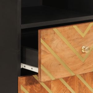 Шкаф за баня, кафяво и черно, 38x33,5x160, манго масив