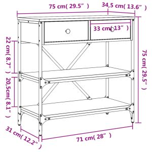 Конзолна маса, сив сонома, 75x34,5x75 см, инженерно дърво