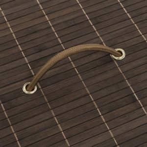 Бамбуков кош за пране, кръгъл, тъмнокафяв