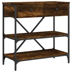 Конзолна маса, опушен дъб, 75x34,5x75 см, инженерно дърво