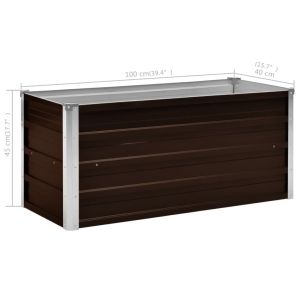 Градинска висока леха кафява 100x40x45 см поцинкована стомана