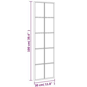 Стенно огледало, черно, 30x100 см, правоъгълно, желязо