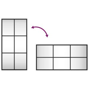 Стенно огледало, черно, 30x60 см, правоъгълно, желязо