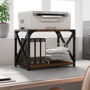 Стойка за принтер 2 нива кафяв дъб 44x26x31,5см инженерно дърво