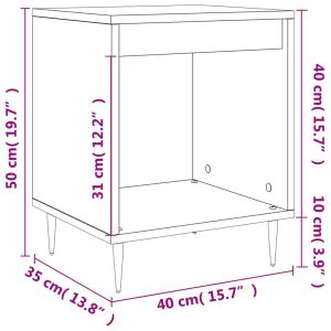 Нощно шкафче опушен дъб 40x35x50 см инженерно дърво