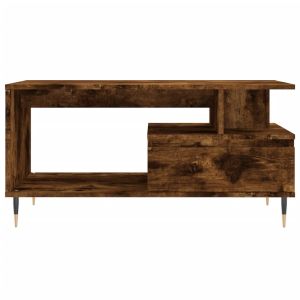Кафе маса, опушен дъб, 90x49x45 см, инженерно дърво