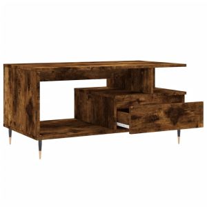 Кафе маса, опушен дъб, 90x49x45 см, инженерно дърво