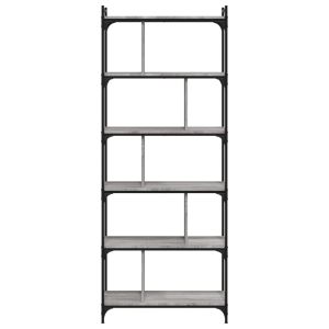 Библиотека 6 рафта сив сонома 76x32x192 см инженерно дърво