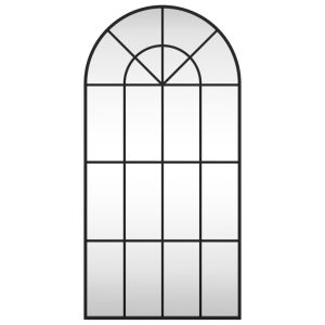 Стенно огледало, черно, 50x100 см, арка, желязо