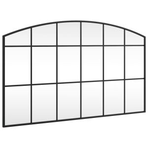 Стенно огледало, черно, 100x60 см, арка, желязо