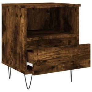 Нощно шкафче опушен дъб 40x35x50 см инженерно дърво
