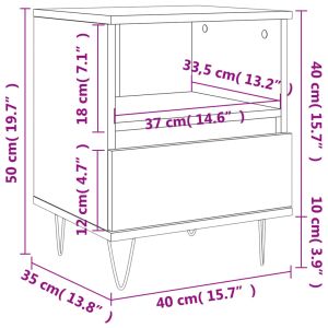 Нощно шкафче опушен дъб 40x35x50 см инженерно дърво