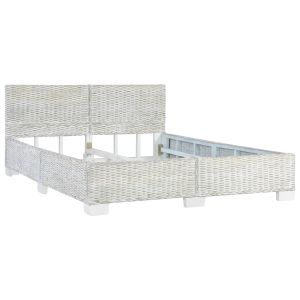 Рамка за легло, сива, естествен ратан, 140x200 cм