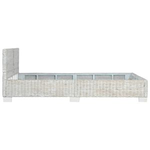 Рамка за легло, сива, естествен ратан, 140x200 cм