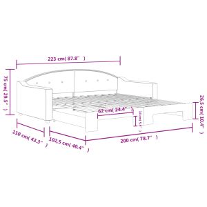Канапе с изтеглящо разтегателно легло кремаво 100x200 см плат