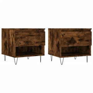 Кафе маси, 2 бр, опушен дъб, 50x46x50 см, инженерно дърво