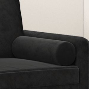 Декоративни възглавници, 2 бр, черни, Ø15x50 см, кадифе