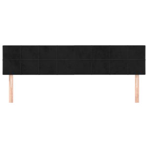 Табла за легло, черна, 200x5x78/88 см, кадифе