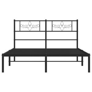 Метална рамка за легло с горна табла, черна, 120x190 см