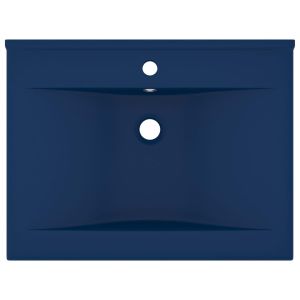 Луксозна мивка с отвор за кран тъмносин мат 60x46 см керамика