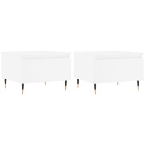 Кафе маси, 2 бр, бели, 50x46x35 см, инженерно дърво