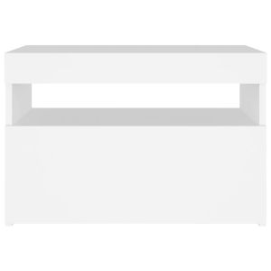 ТВ шкаф с LED осветление, бял, 60x35x40 см