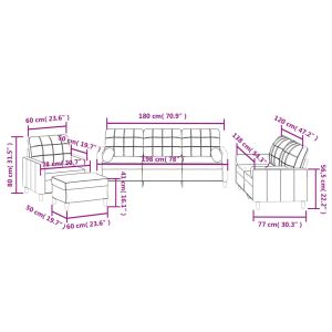 Комплект дивани 4 части с възглавници тъмносив текстил