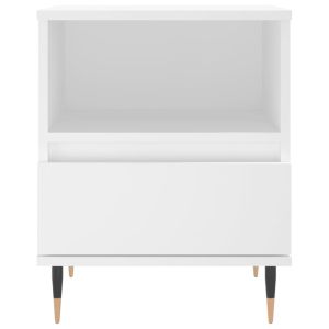 Нощни шкафчета, 2 бр, бели, 40x35x50 см, инженерно дърво