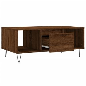 Кафе маса, кафяв дъб, 90x50x36,5 см, инженерно дърво
