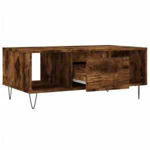 Кафе маса, опушен дъб, 90x50x36,5 см, инженерно дърво
