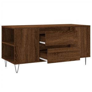 Кафе маса, кафяв дъб, 102x44,5x50 см, инженерно дърво