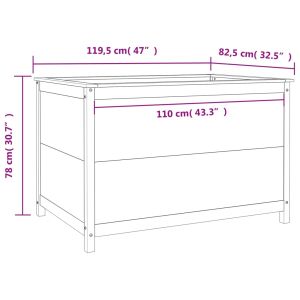 Градинско повдигнато легло, черно, 119,5x82,5x78 см, бор масив