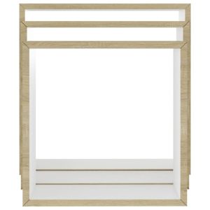 Стенни кубични рафтове, 3 бр, бяло и дъб сонома