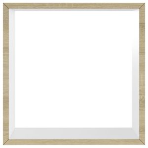 Стенни кубични рафтове, 3 бр, бяло и дъб сонома