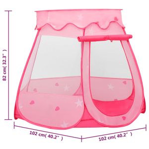 Детска палатка за игра с 250 топки розово 102x102x82 см
