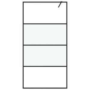 Параван за баня черен 100x195 см наполовина матирано ESG стъкло